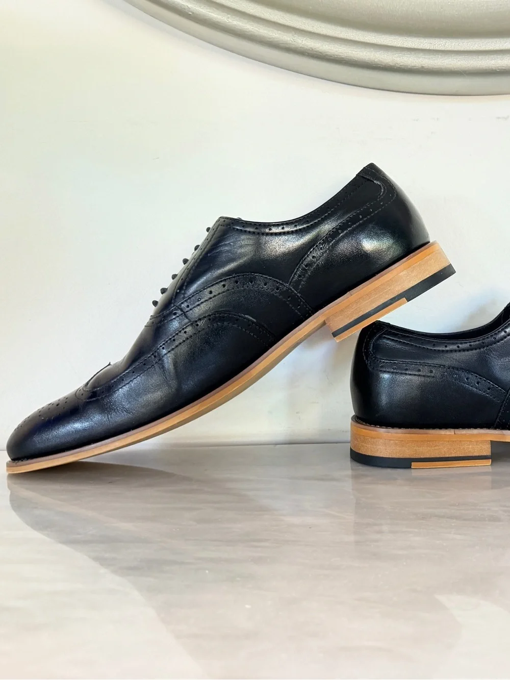 Stacy Adams Wingtip Oxford Dress Shoes Black Leather Brogue Men’s 11M 25084